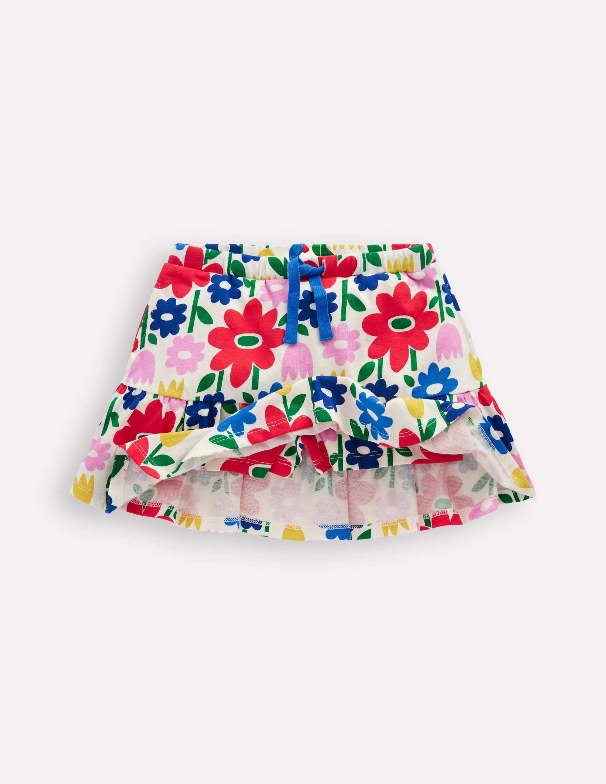 Classic Touch Tiered Jersey Skort-Multi Pop Flower