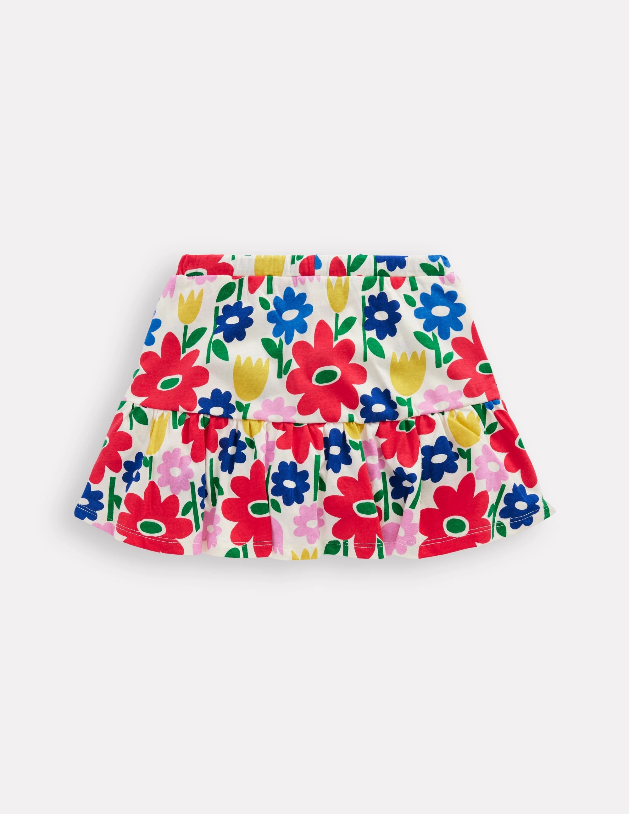 Mix Culture Faux Leather Tiered Jersey Skort-Multi Pop Flower