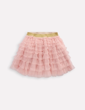 Comfy Wear Minimal Vibe Tiered Tulle Skirt-Chalk Pink