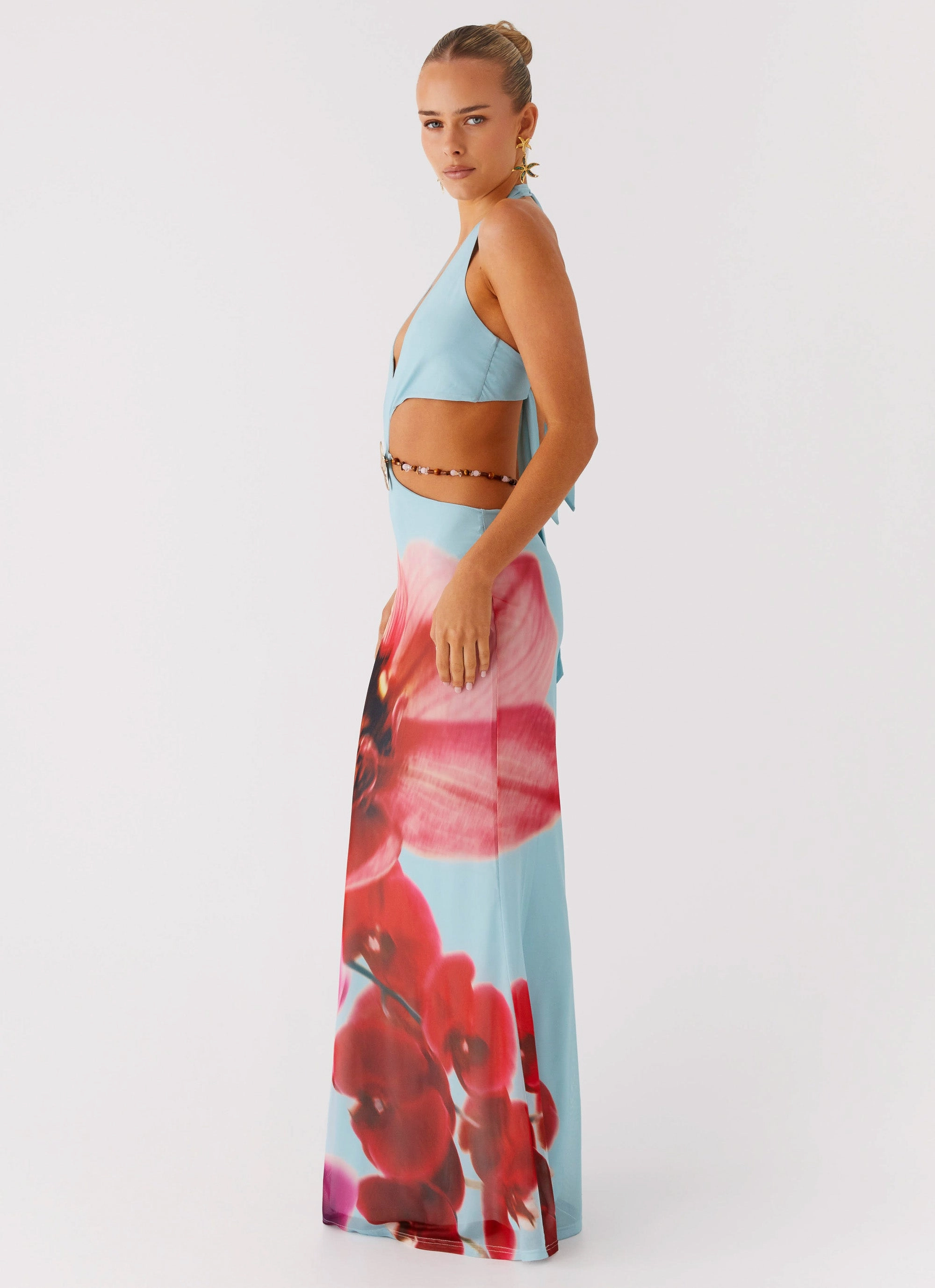 Time To Dance Maxi Dress - Turquoise Bloom