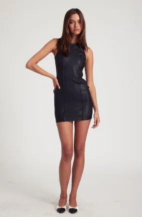 Black Leather Audrey Pintuck Dress Fair-Trade