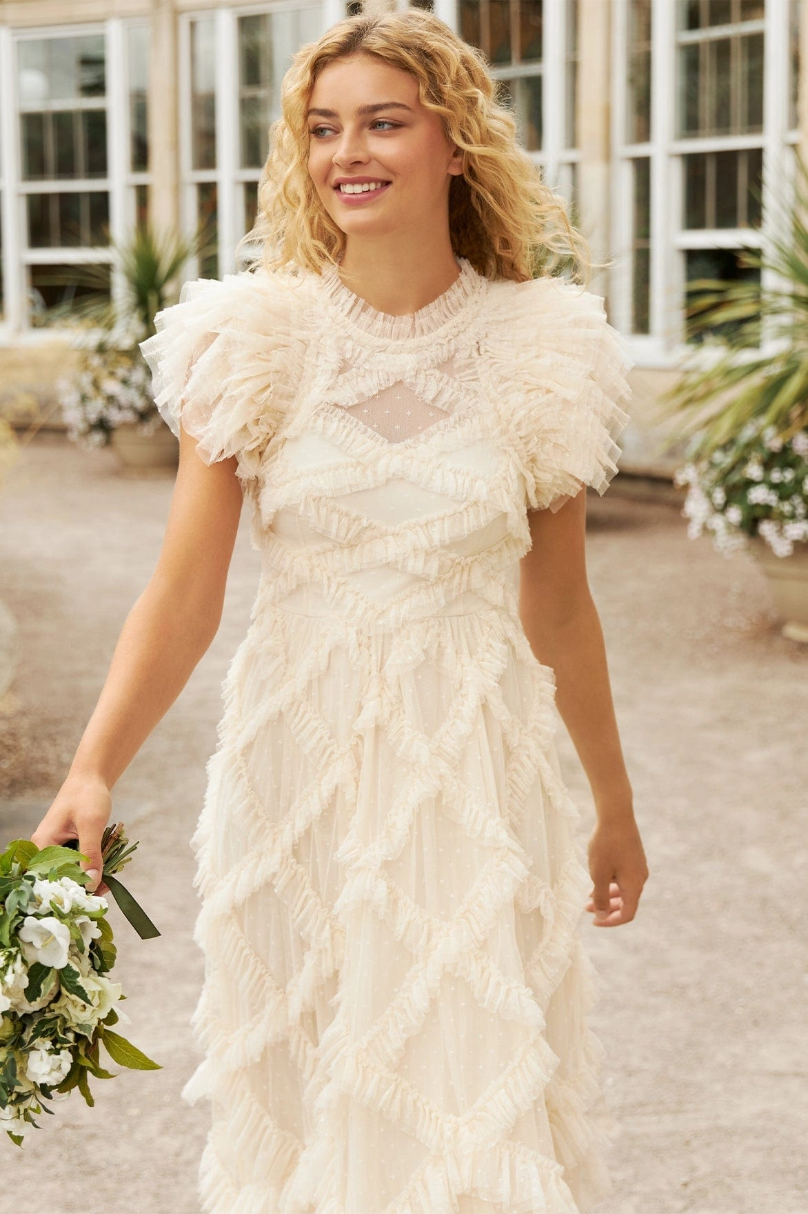 Comfort Stretch Genevieve Ruffle Gown