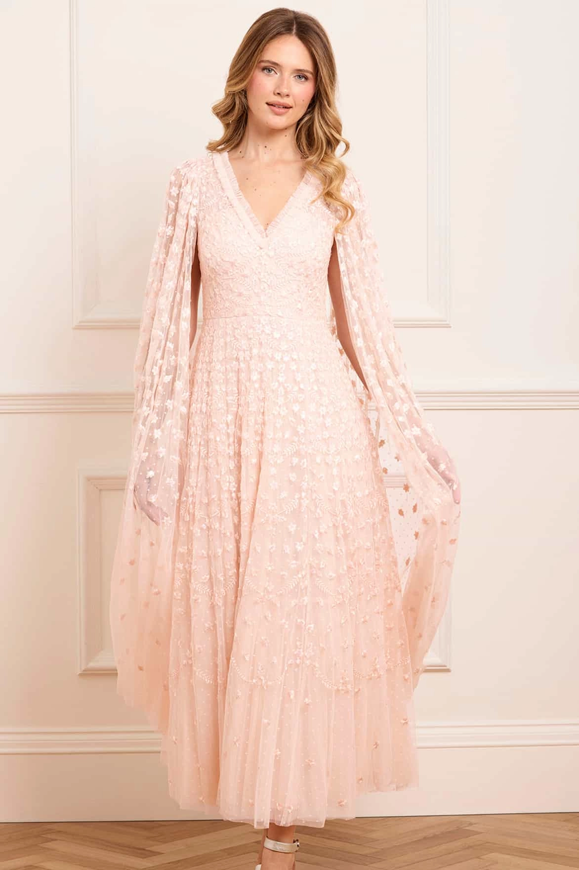 Clover Cape Sleeve Ankle Gown Graduation-Event