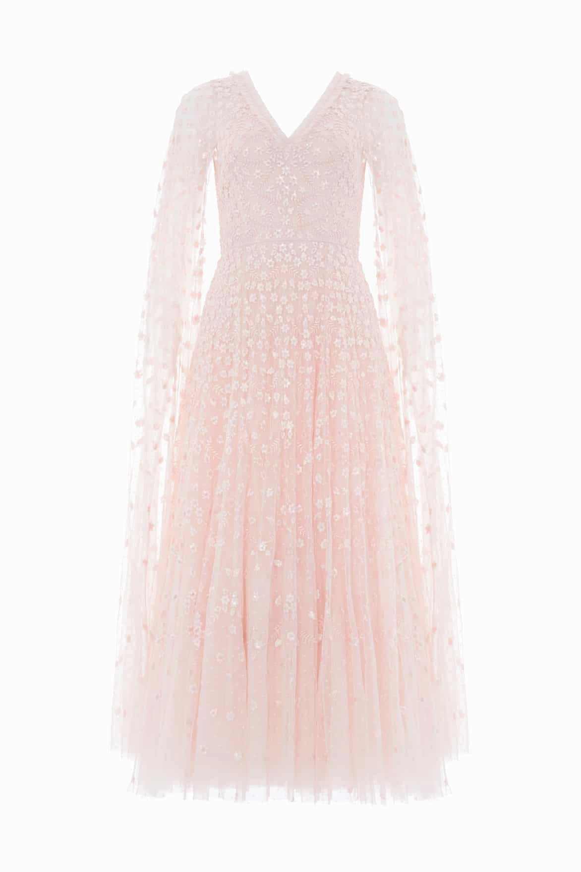 Clover Cape Sleeve Ankle Gown Cool Undertone