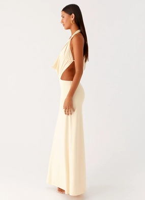 Torina Halter Maxi Dress - Lemon