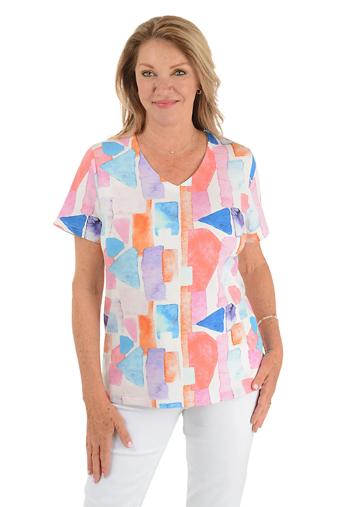 Tracy V-Neck Tee Light Reflective Printing FoldableFeature