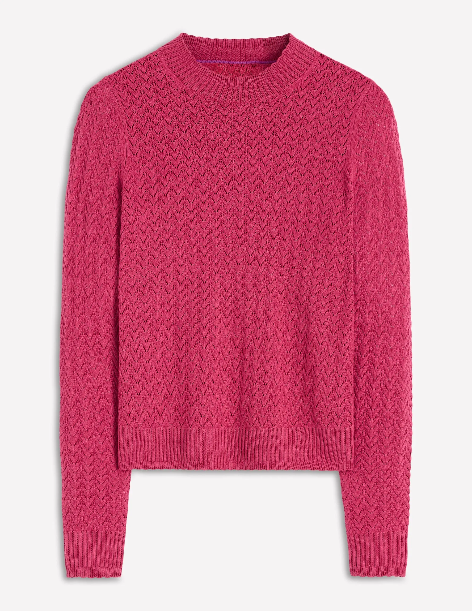 Surface Pilling Resistant Diane Pointelle Jumper-Bright Cherry