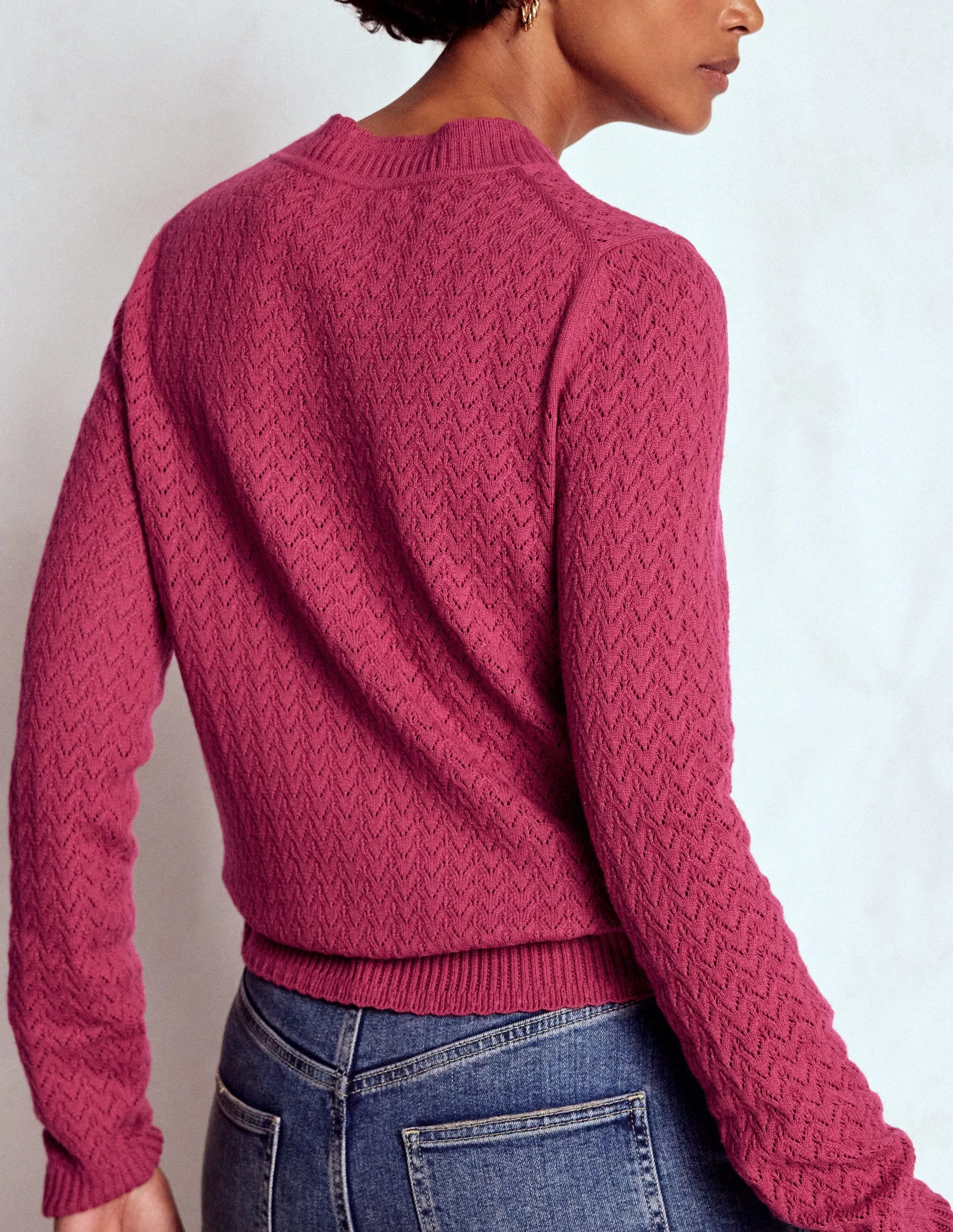 Compact Weave Fall Comfort Diane Pointelle Jumper-Bright Cherry
