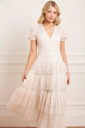 Sweet Mood Form Fit Layered Lace Ankle Gown