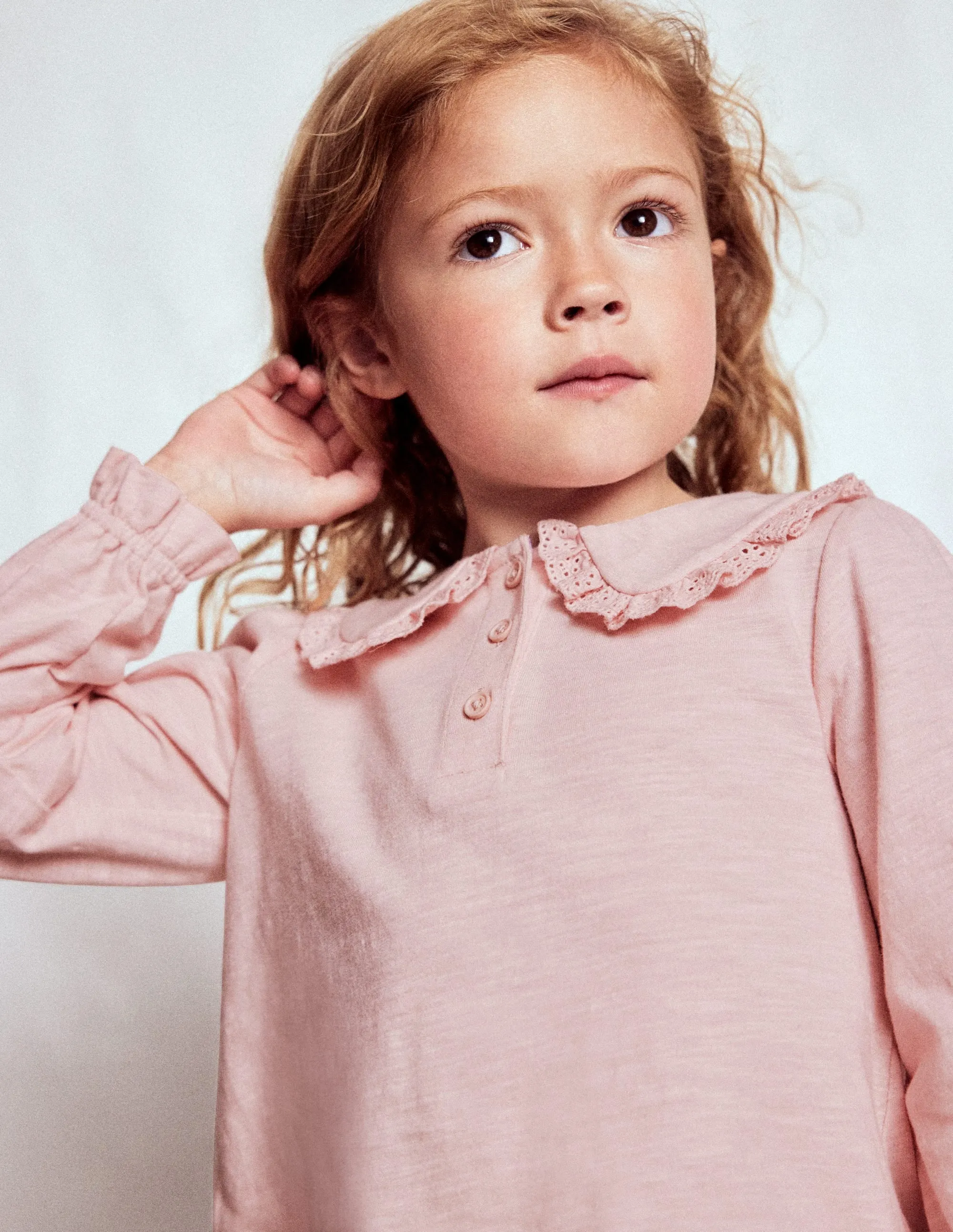 High Density Weave Collared Slub Top-Chalk Pink