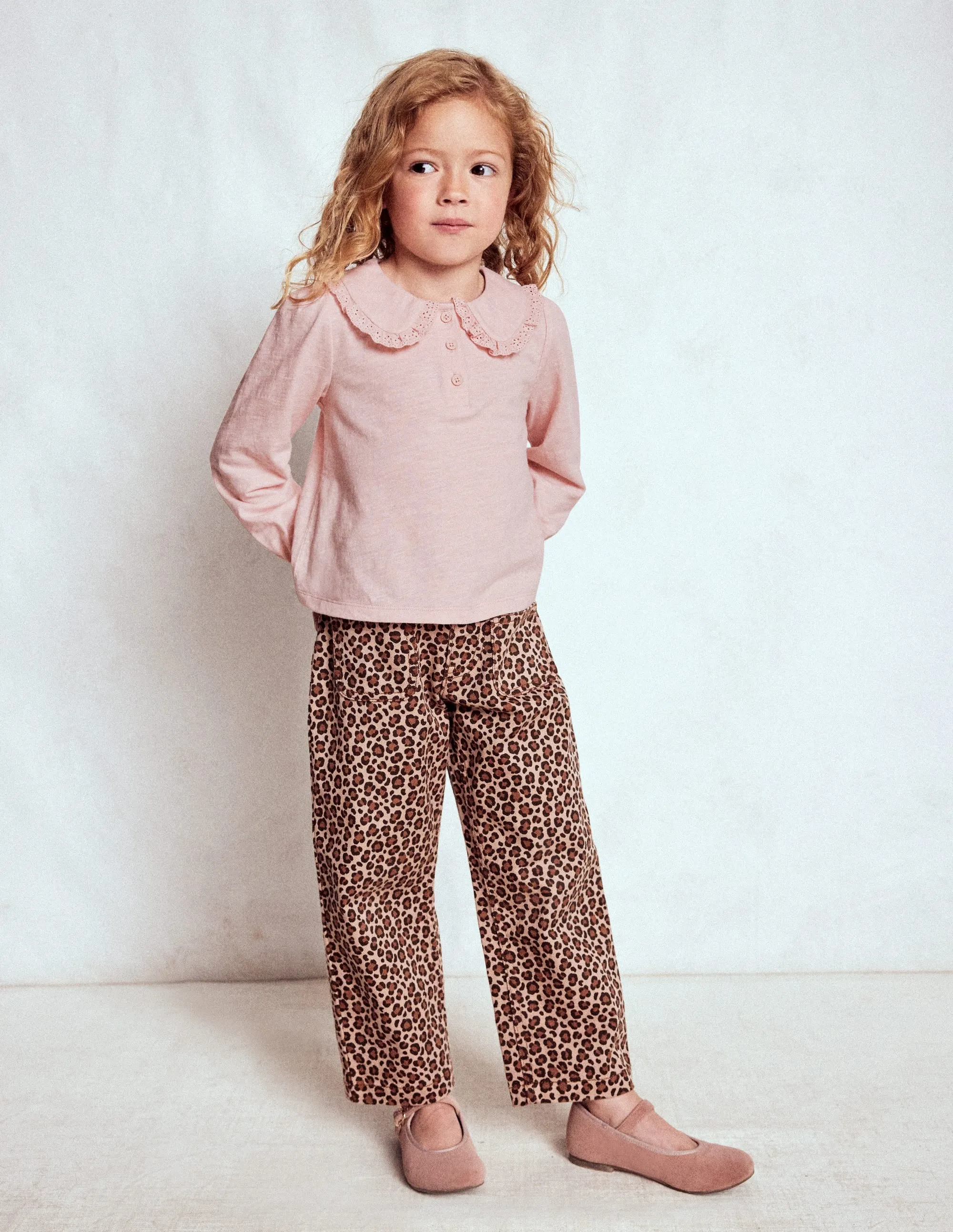 Soft Touch Collared Slub Top-Chalk Pink