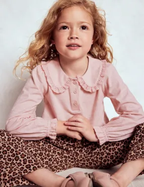 UltraLightweight Comfy All-Day Collared Slub Top-Chalk Pink