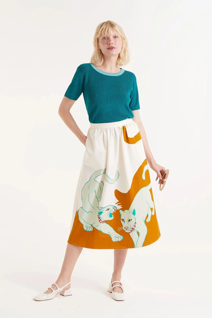 Cotton Midi Skirt in Jungle Print Stylist Pick