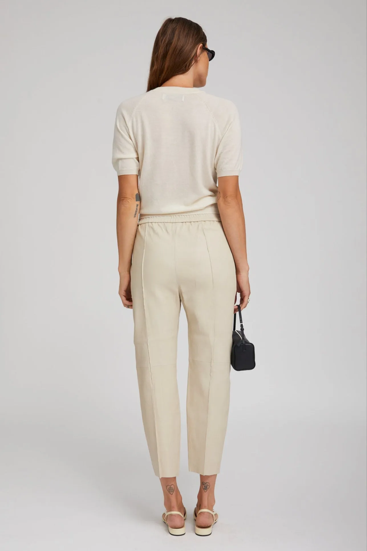 Off White Leather Joggers Comfort Layer Wear