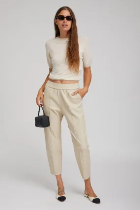 Flattering Shape Anti Pilling Textile Off White Leather Joggers
