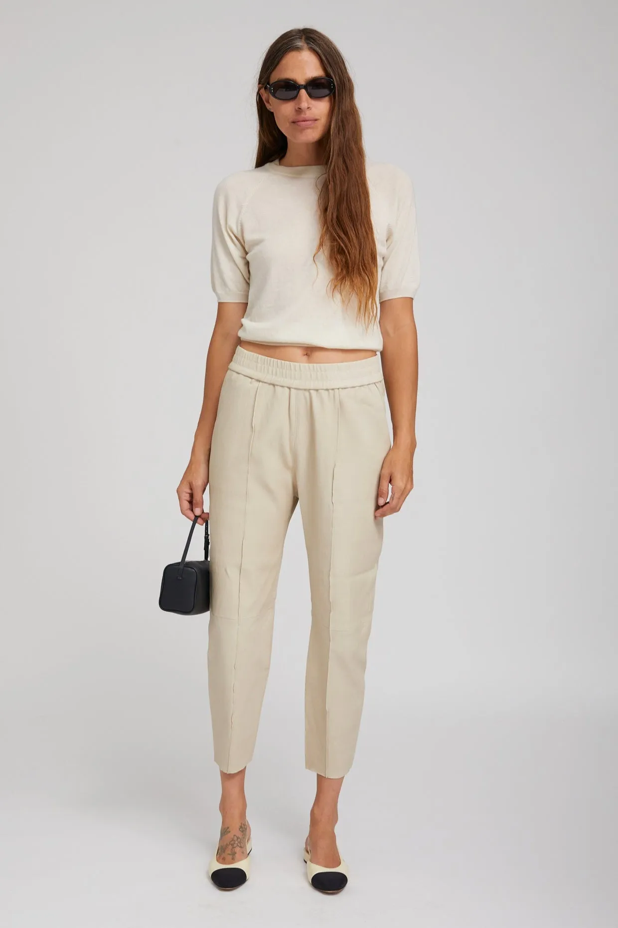 Breathable mesh design Off White Leather Joggers