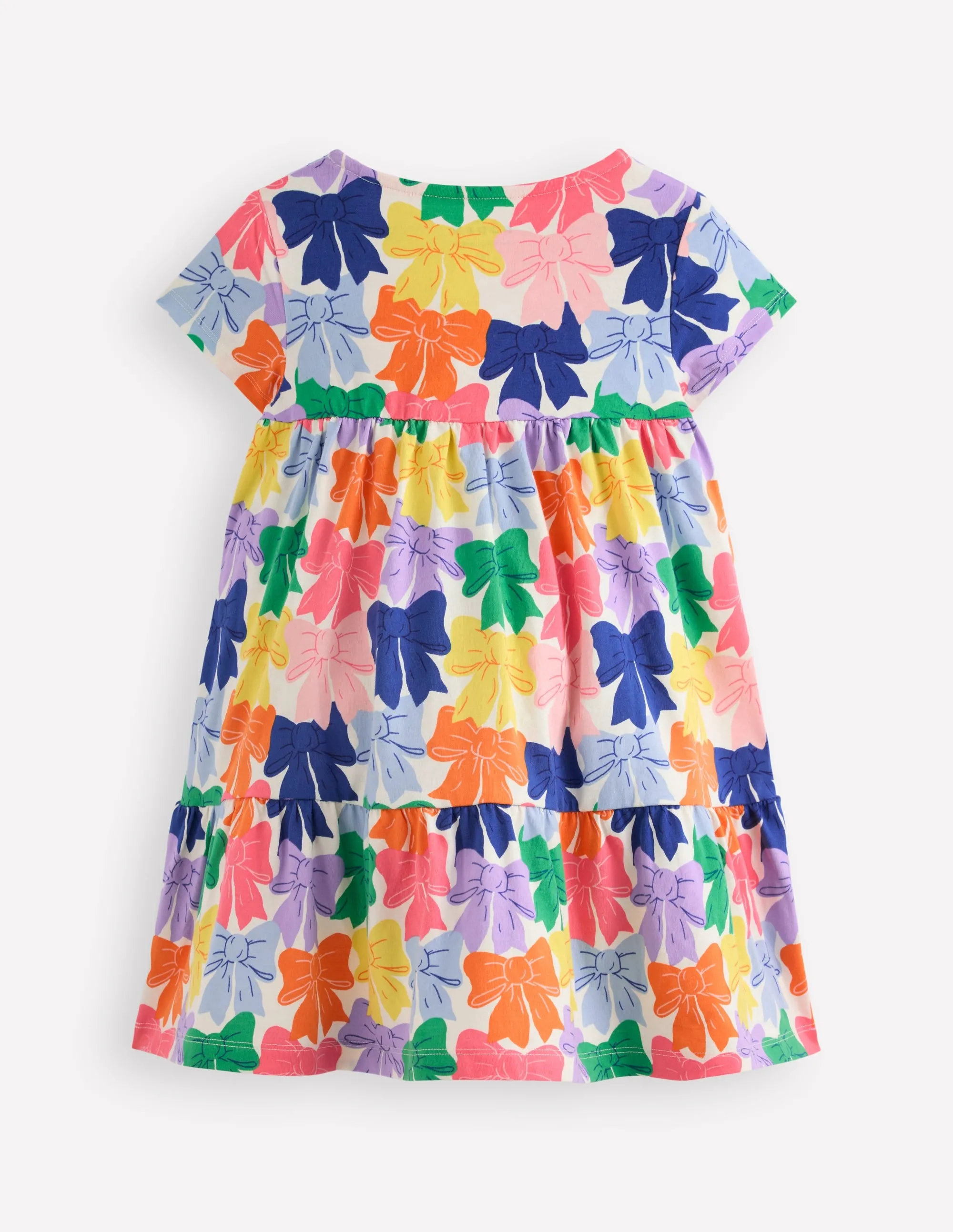 Layered Design Influencer-Approved Ariel Twirly Jersey Dress-Multi Rainbow Bows