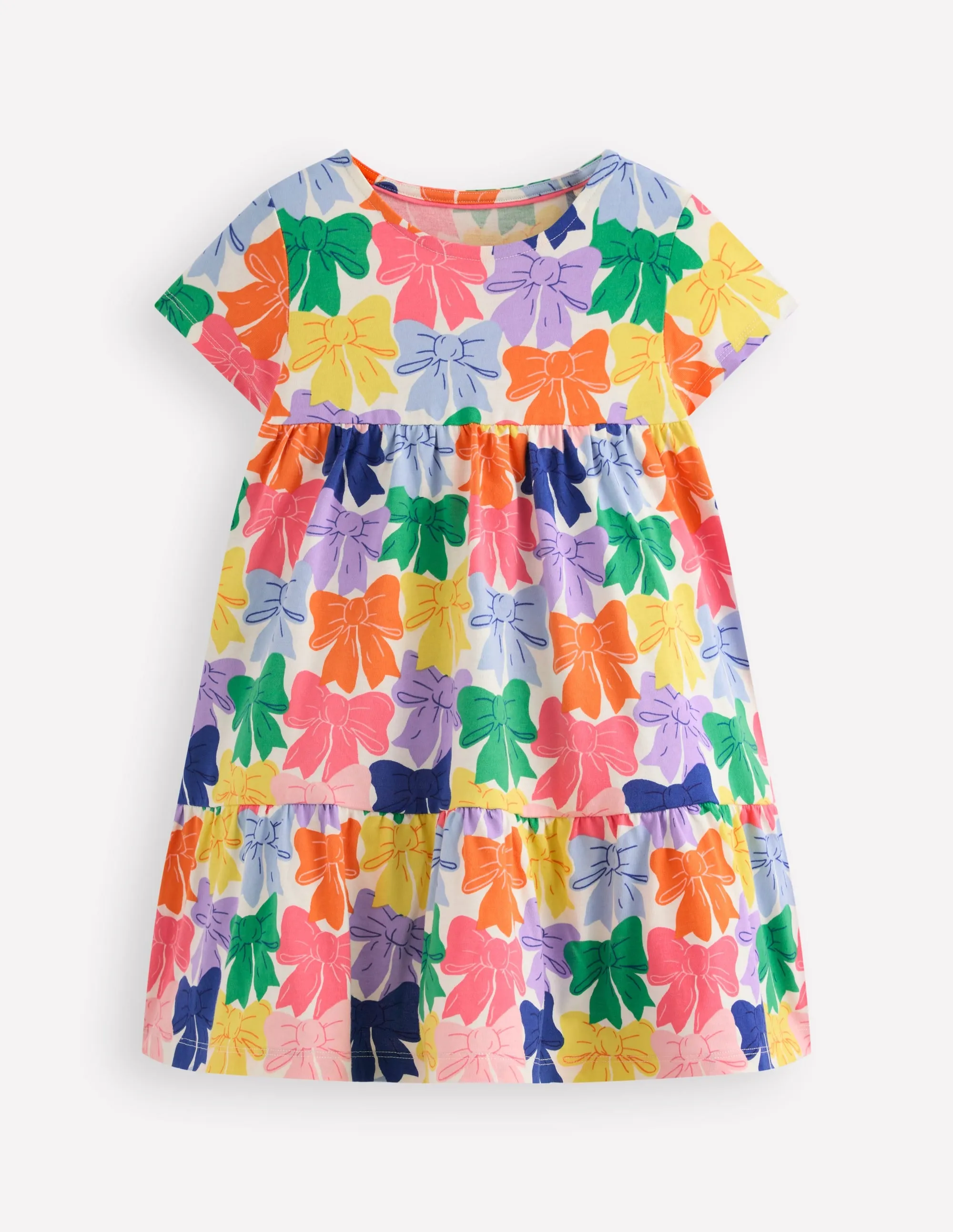 Shiny-Lining Urban Chic Ariel Twirly Jersey Dress-Multi Rainbow Bows