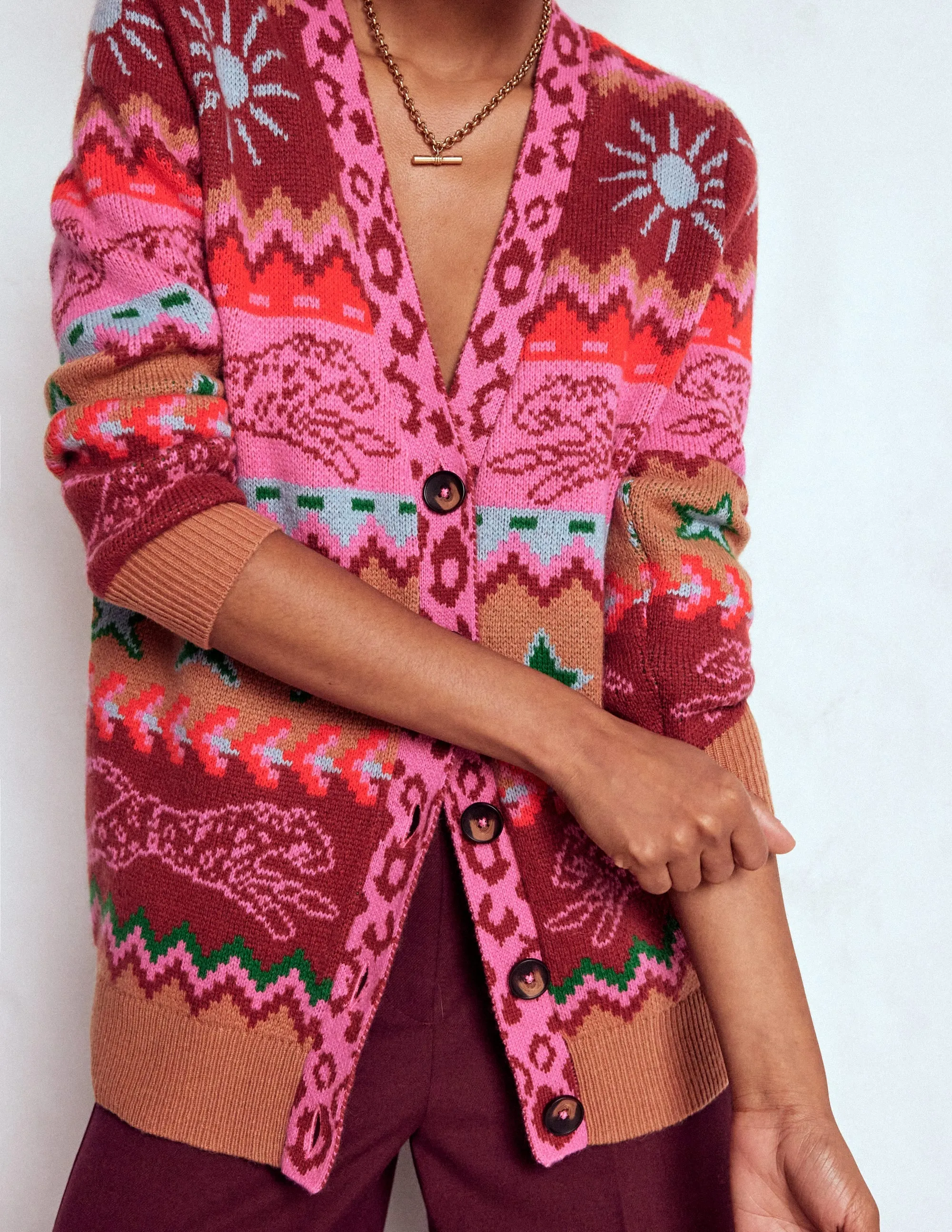 Quinn Boyfriend Cardigan-Camel, Cheetahs Sleek Surface