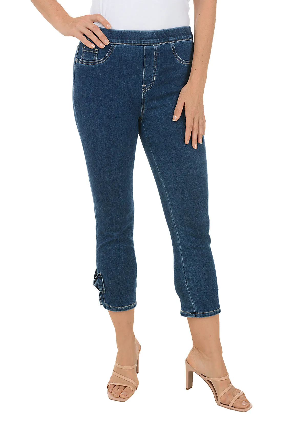Bow Pull-On Denim Capri Pant NoBuckleDesign Static free