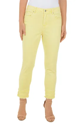 Classic Comfort Stretch Panels Triple Frayed Denim Twill Crop Pant