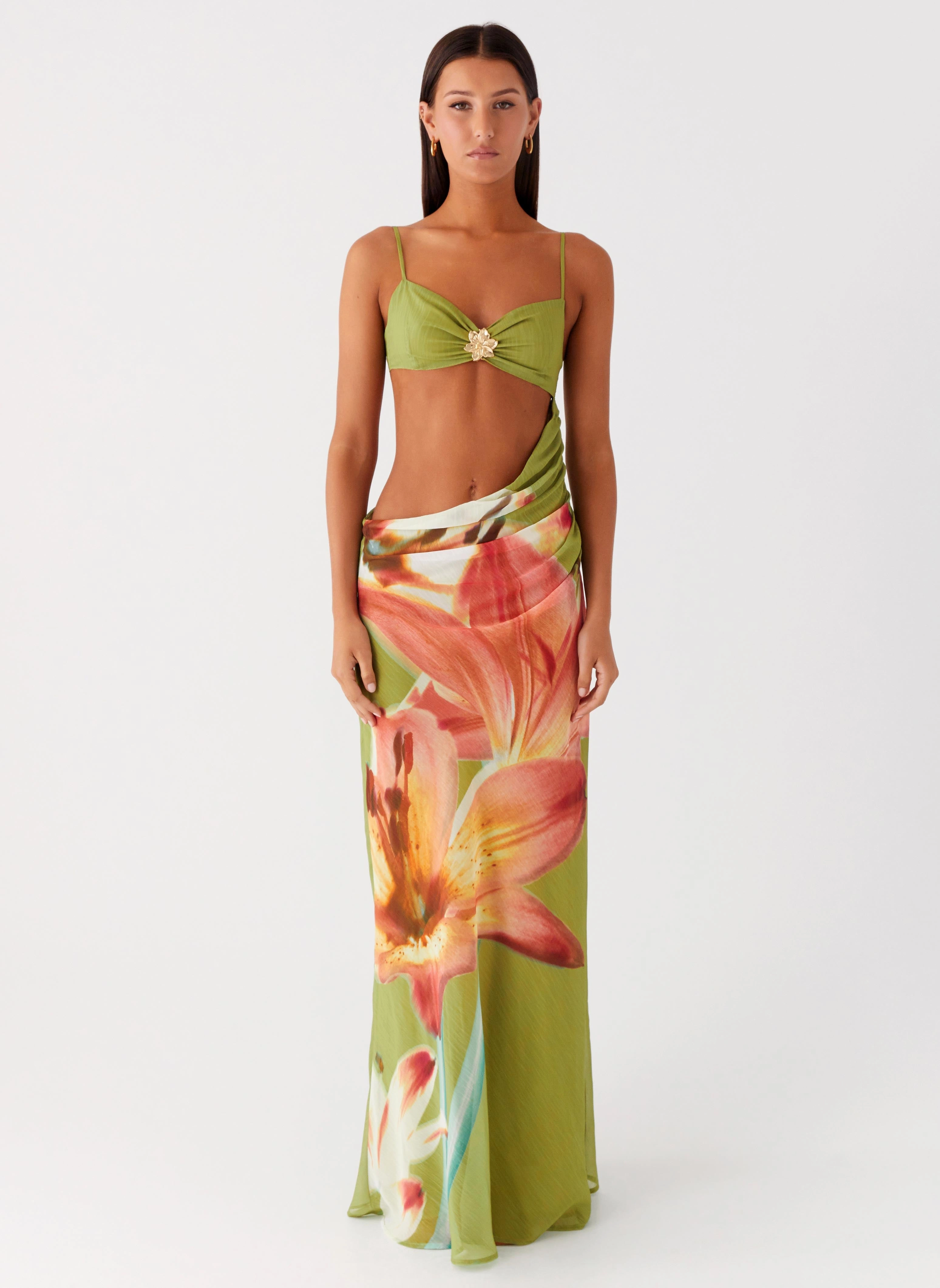 Tropic Rush Cut Out Maxi Dress - Jungle Floral