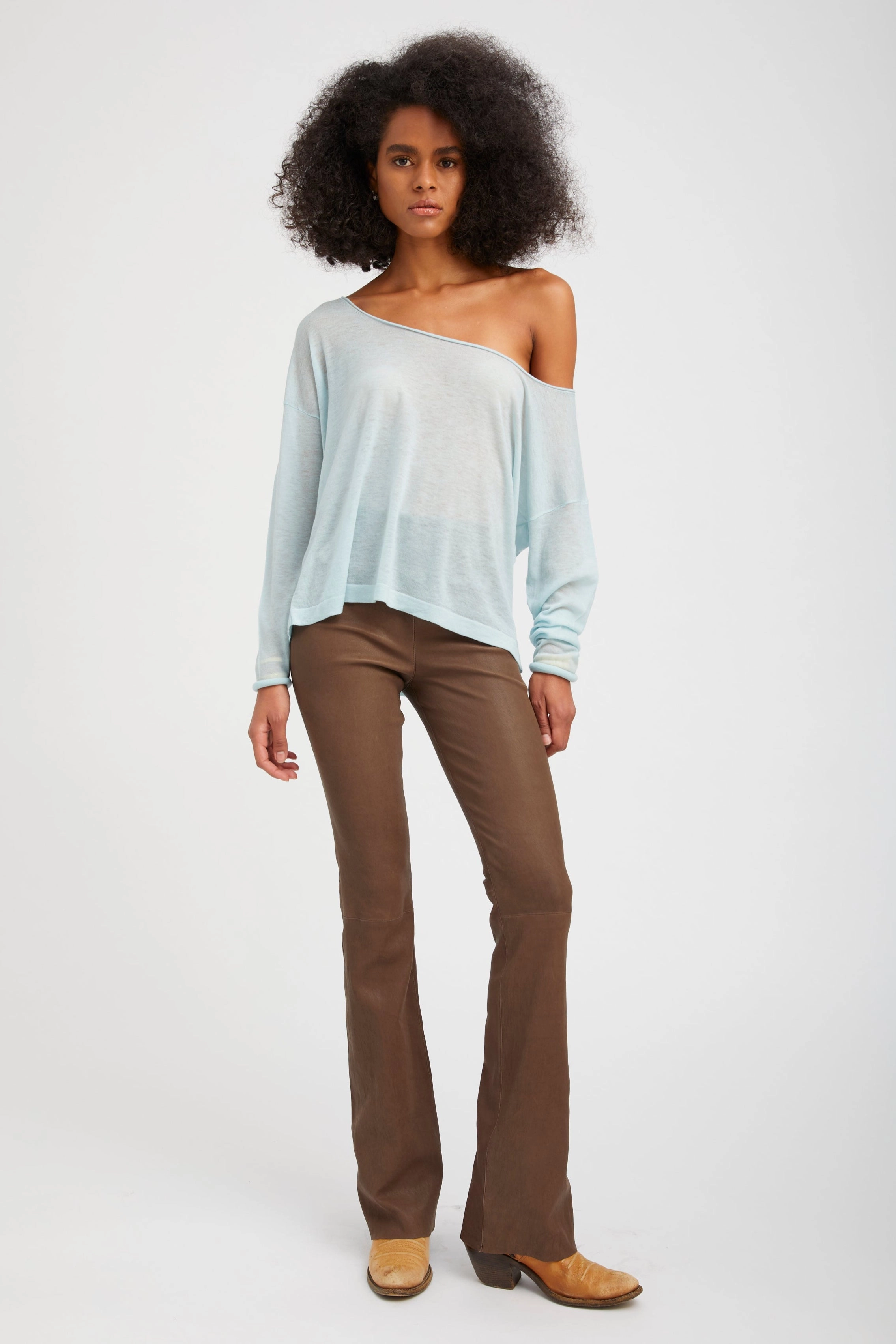 Casual Wearable UltraSoft Lining Truffle Leather Micro Flare