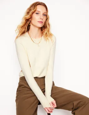 Emilia Cotton Crew Jumper-Warm Ivory Winter Layer