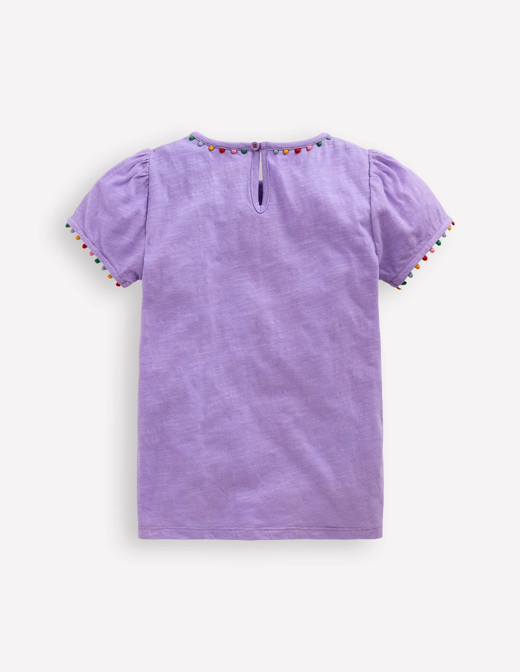 Active Style Ali Puff Sleeve Pom T-Shirt-Lavender Purple