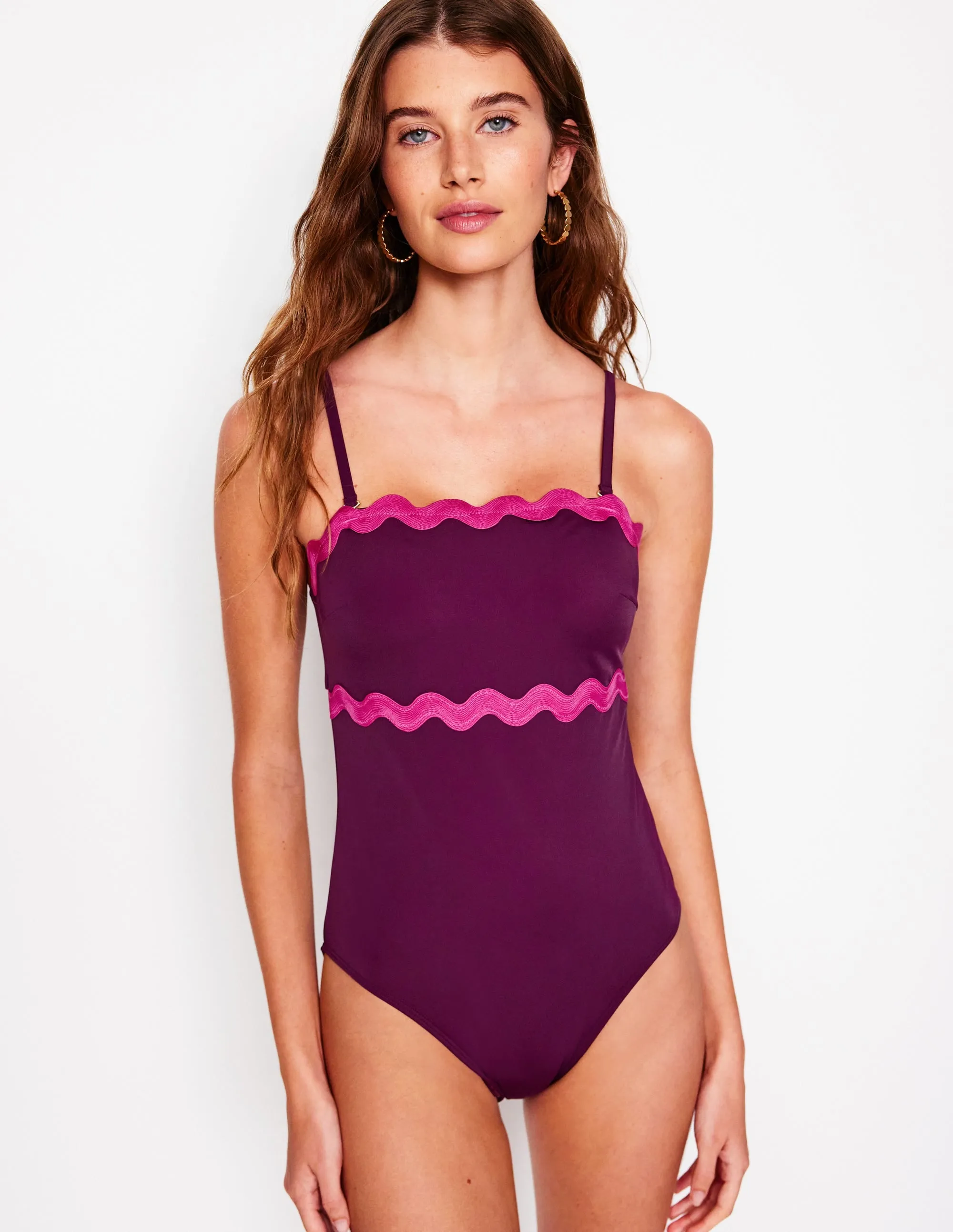 High Density Stitching Giant Rik Rak Swimsuit-Chocberry, Jewel