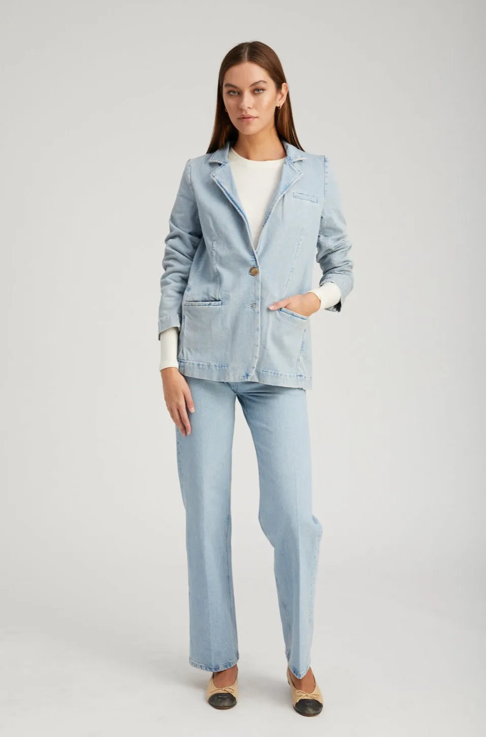 MoistureWicking HeavyweightThermal Diana Denim Blazer