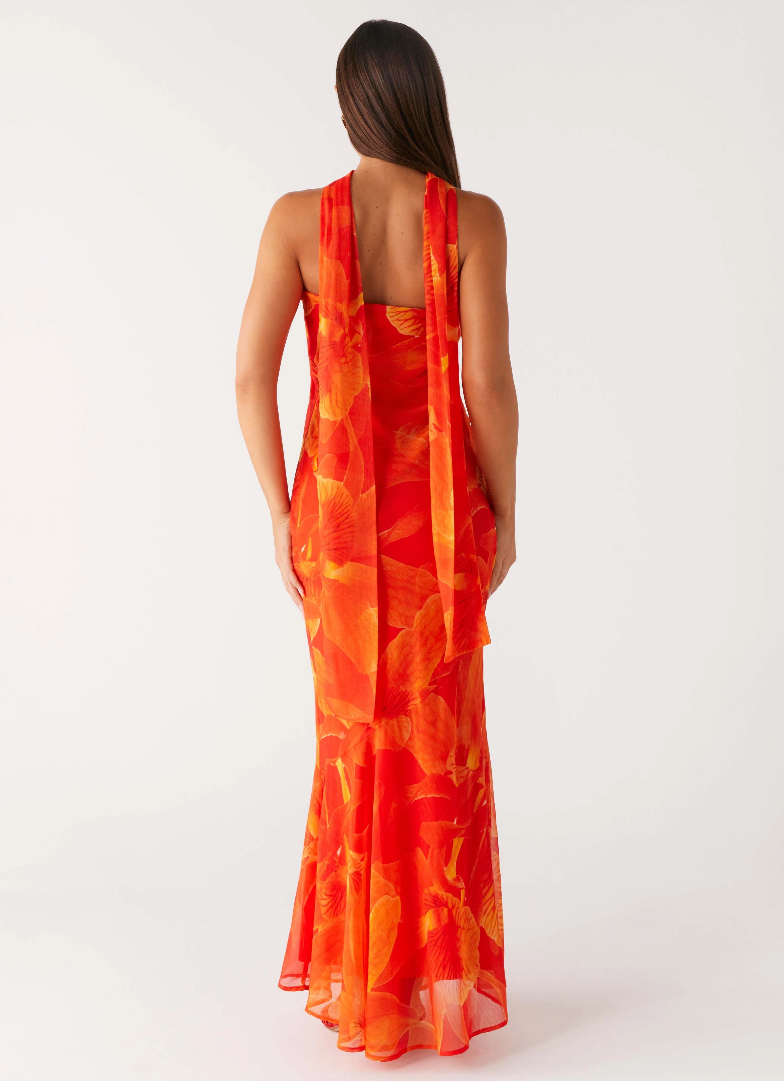 Under The Pagoda Maxi Dress - Orange Floral
