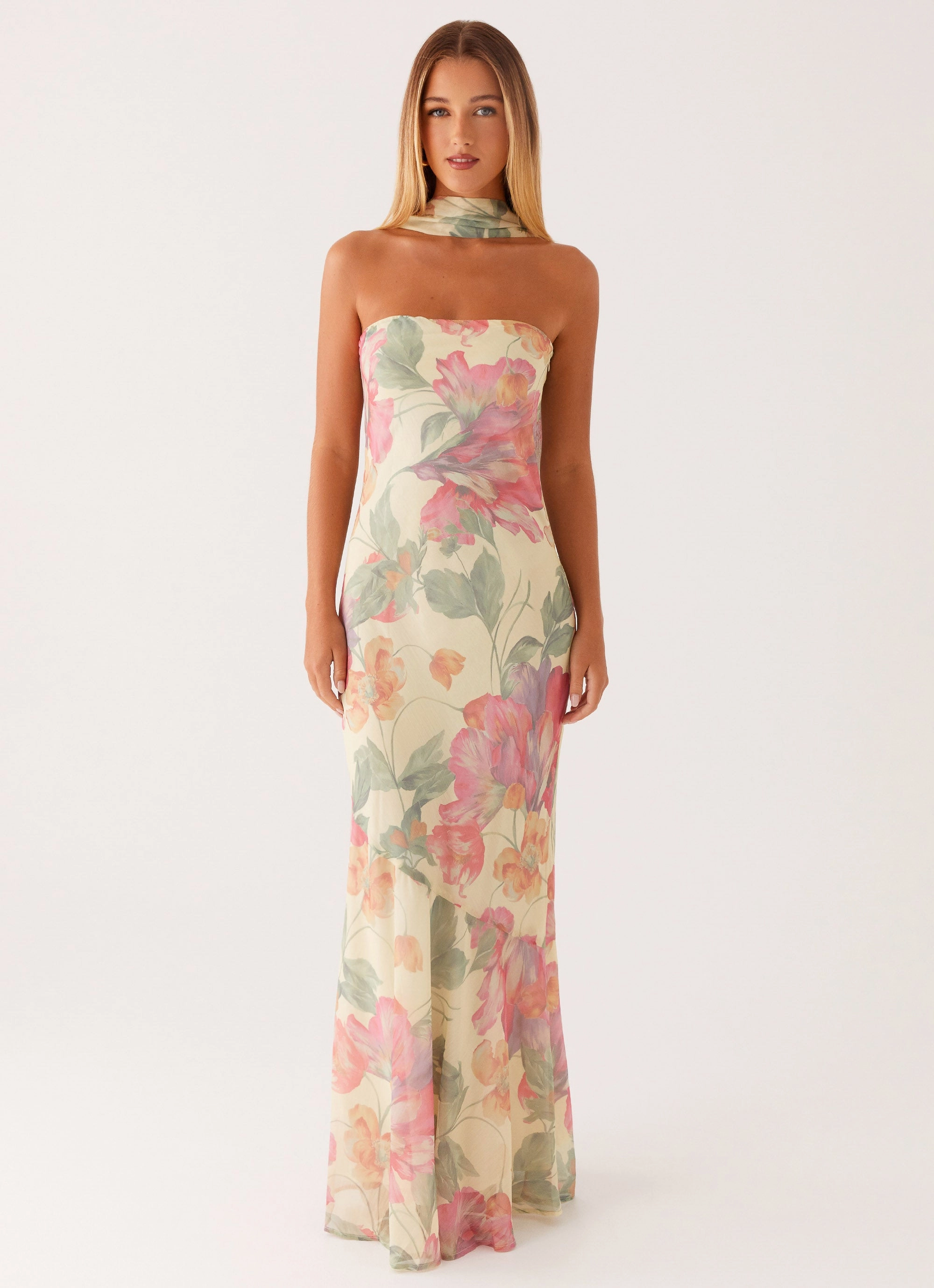 Under The Pagoda Maxi Dress - Yellow Peony
