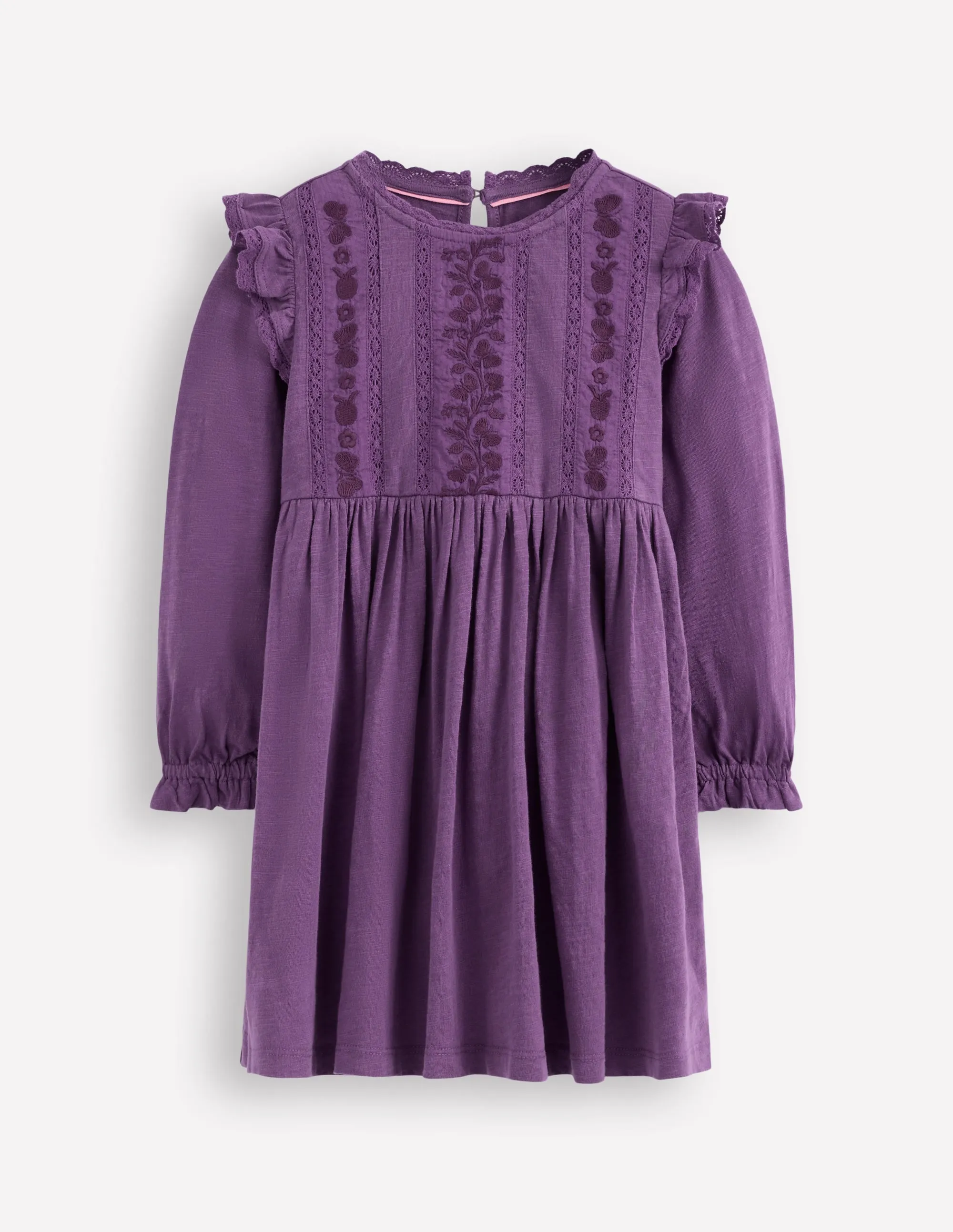 Lace Trim Jersey Dress-Mystical Purple Balanced Look Stylish Mood