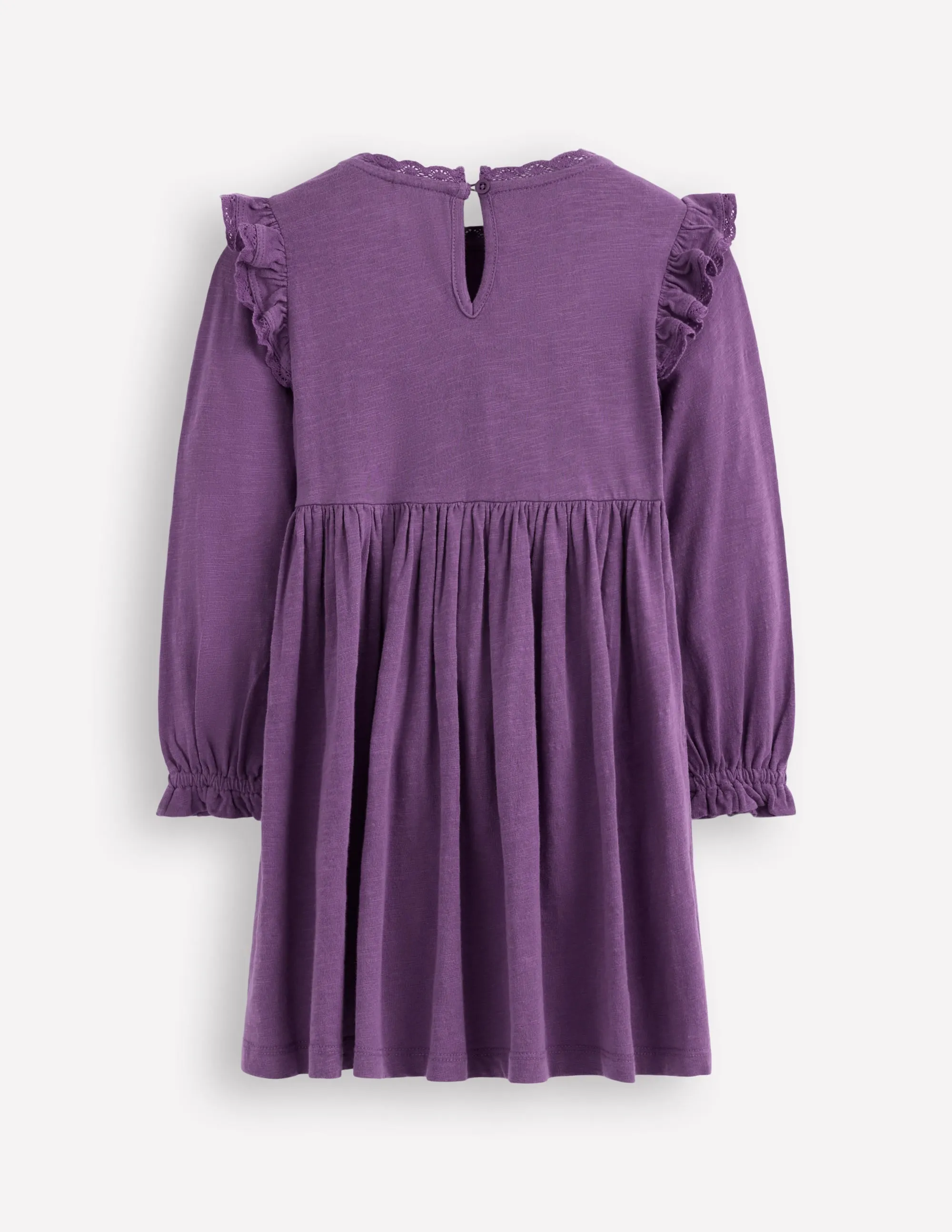 Lace Trim Jersey Dress-Mystical Purple Luxe Fabric