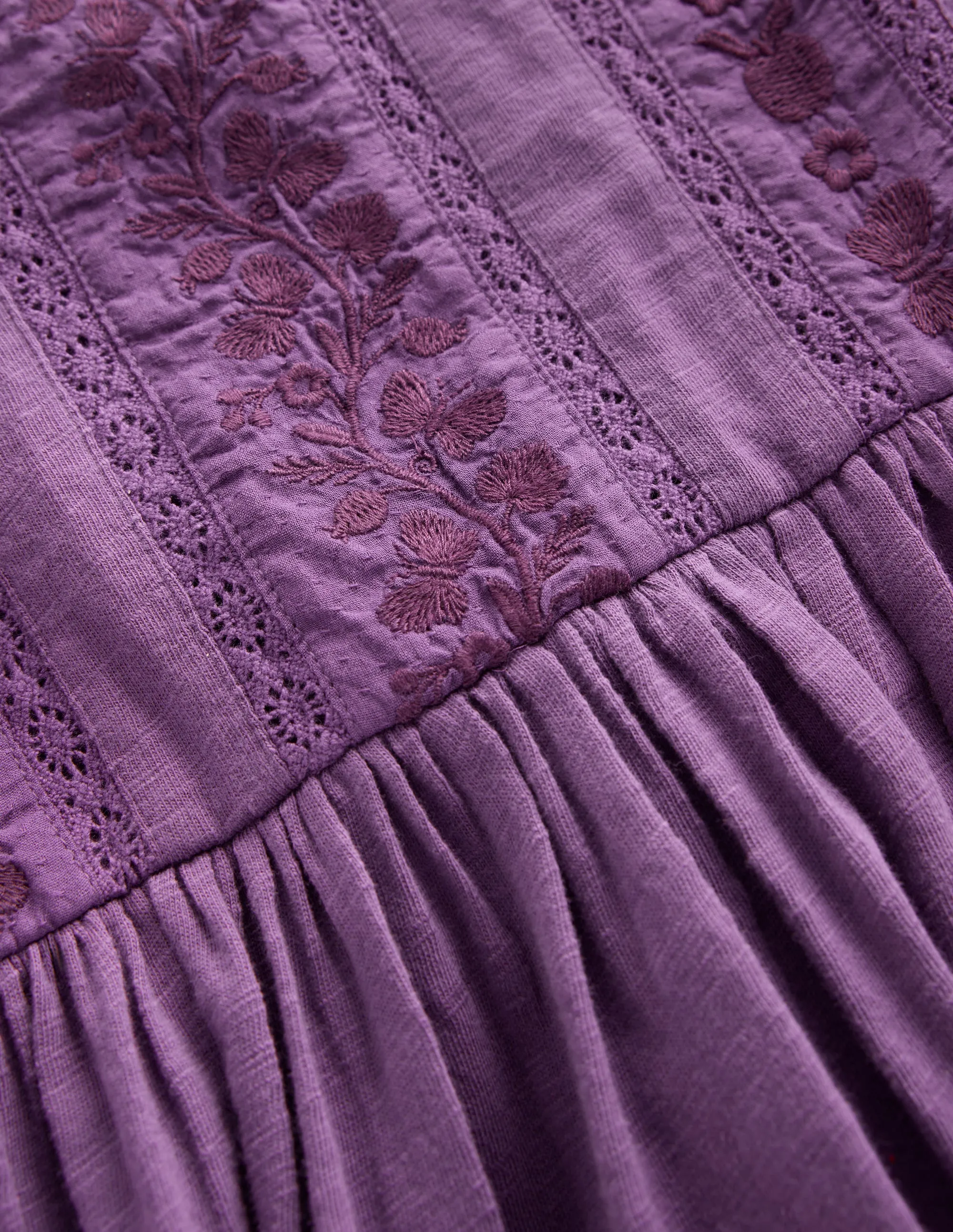 Buckle-Detail Lace Trim Jersey Dress-Mystical Purple