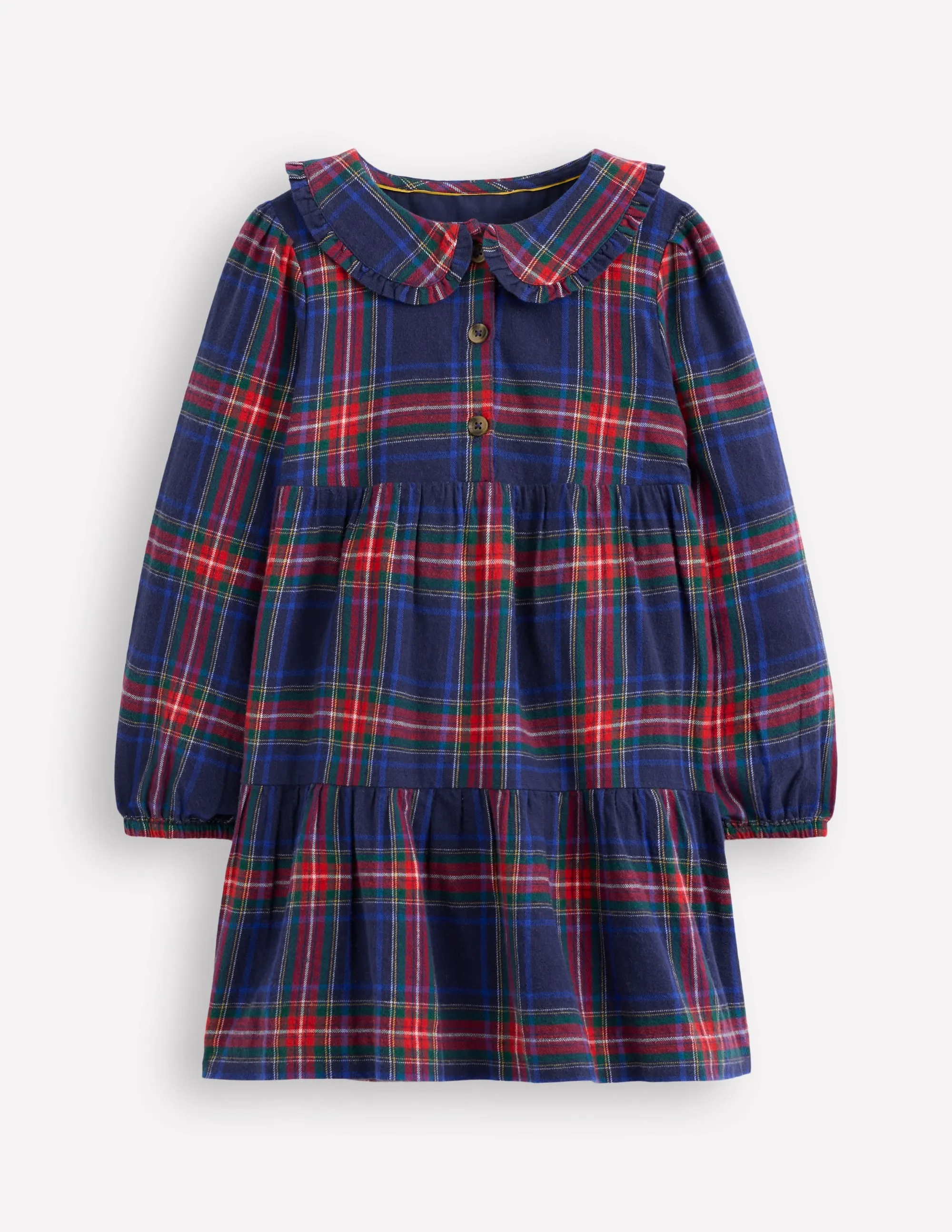 Minna Collared Woven Dress-French Navy Check Perfectly Crafted Natural Light