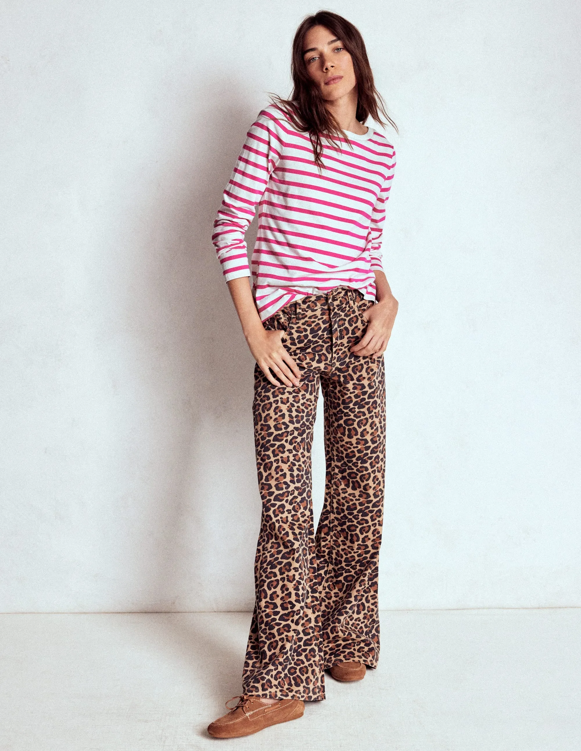 Temperature control Olivia Long Sleeve Breton-Pink Peony Stripe