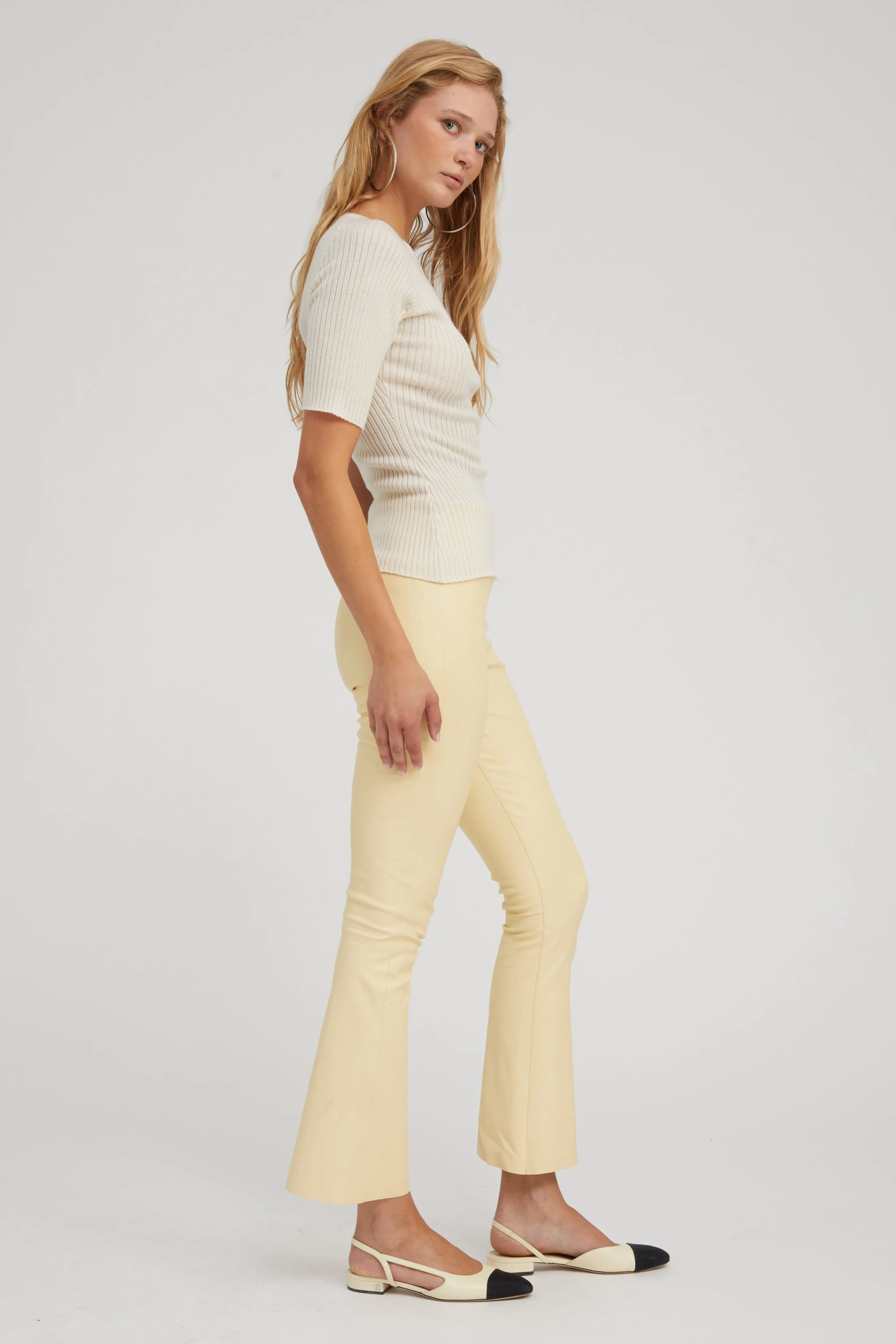 Ivory Cashmere Mid Sleeve Crewneck TaglessComfort