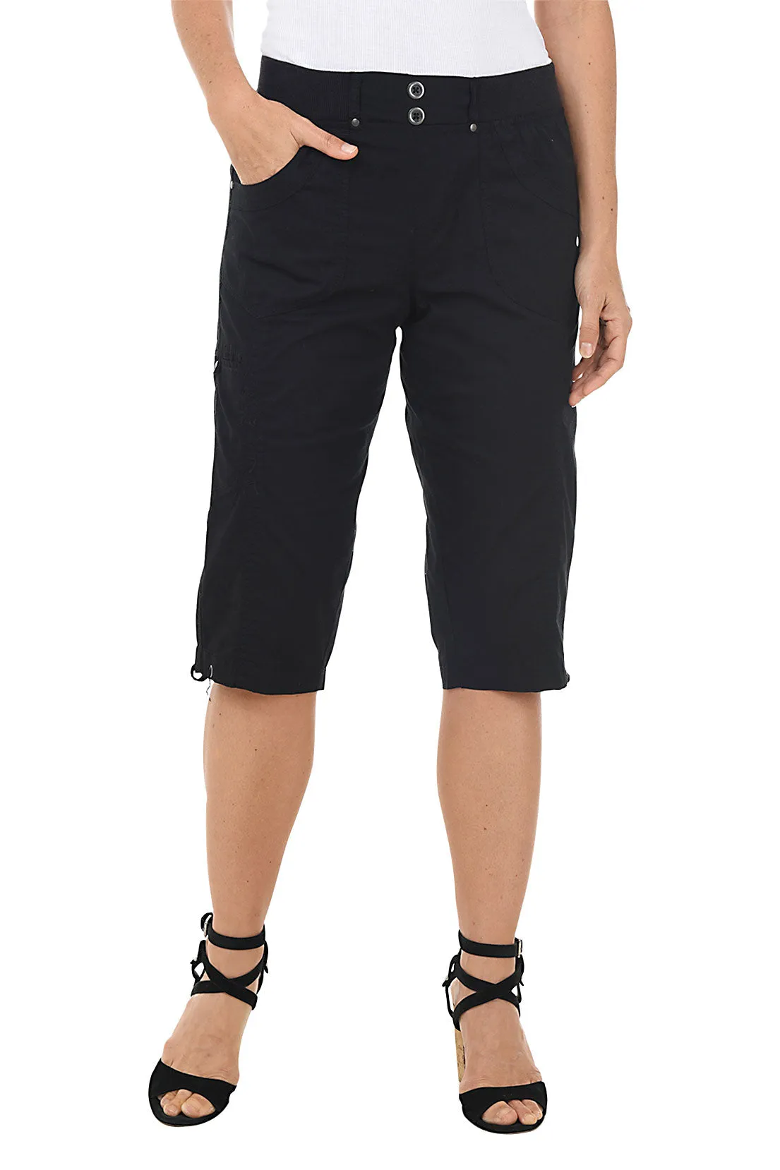 QuickDryTech Valerie Pull-On Grommet Capri Pant