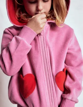 Reinforced Shoulder Stitching Velour Hoodie-Formica Pink