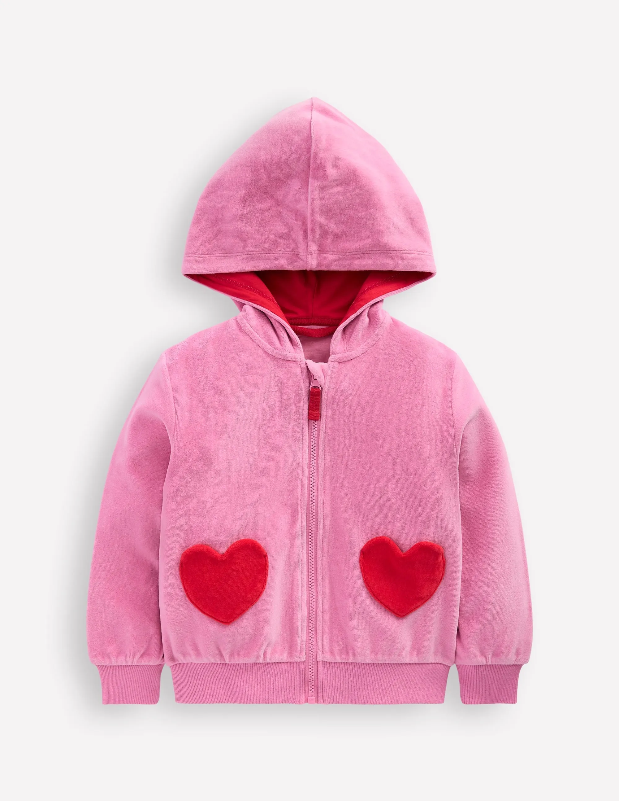City Look Velour Hoodie-Formica Pink