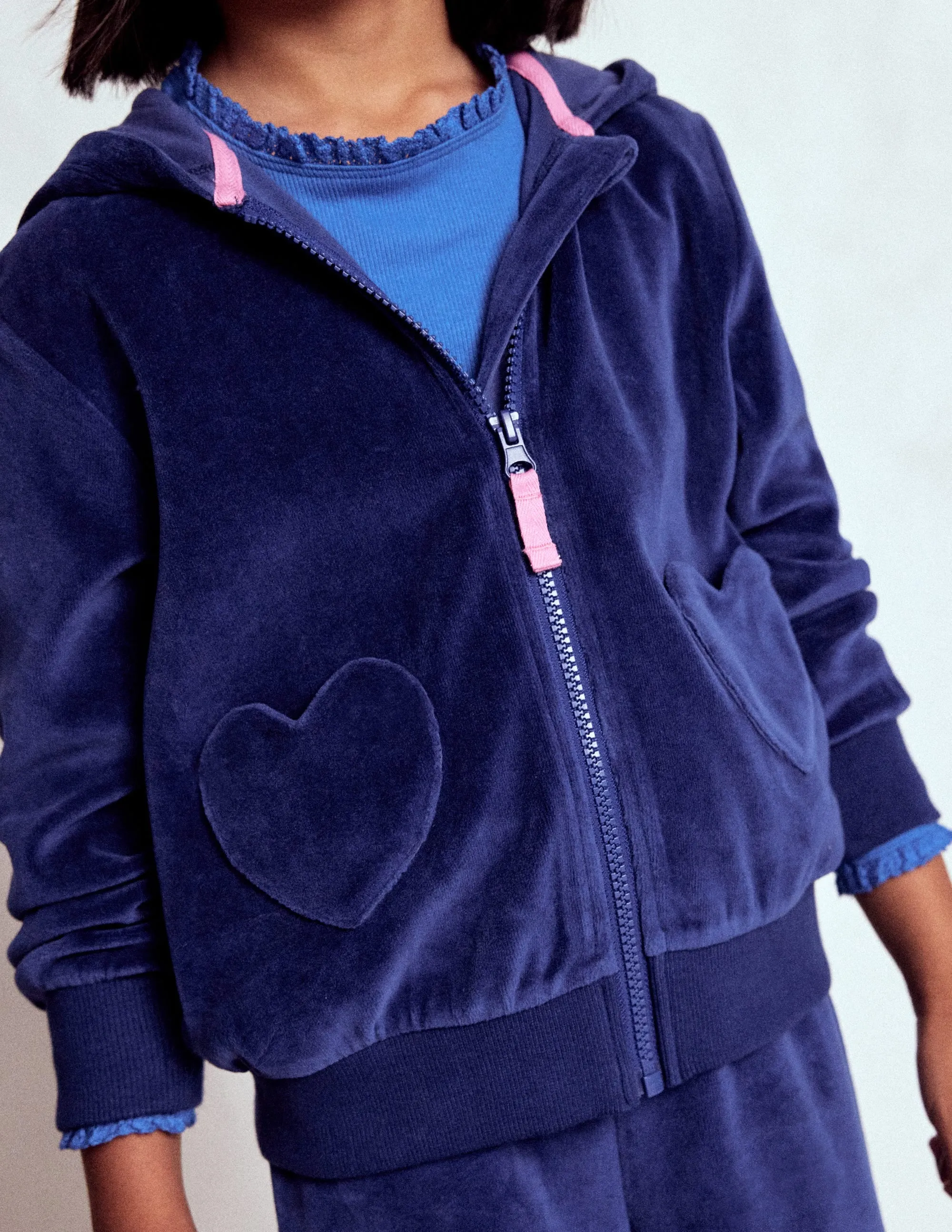 Chafe Free Armhole Velour Hoodie-Starboard Blue