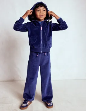 Versatile Layering Classic Look Velour Hoodie-Starboard Blue