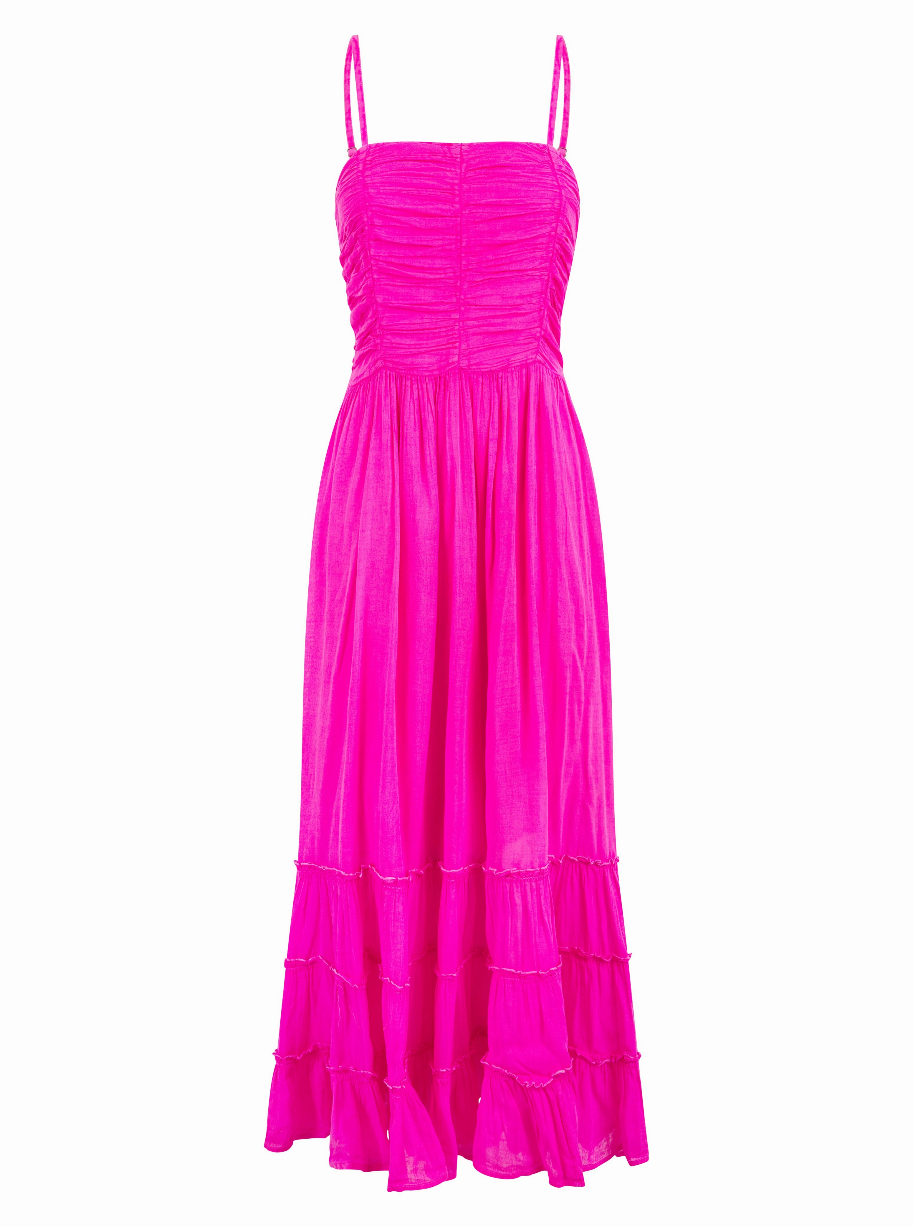 Boheme Dress Fuchsia Feminine Charm WrinkleResistantFinish