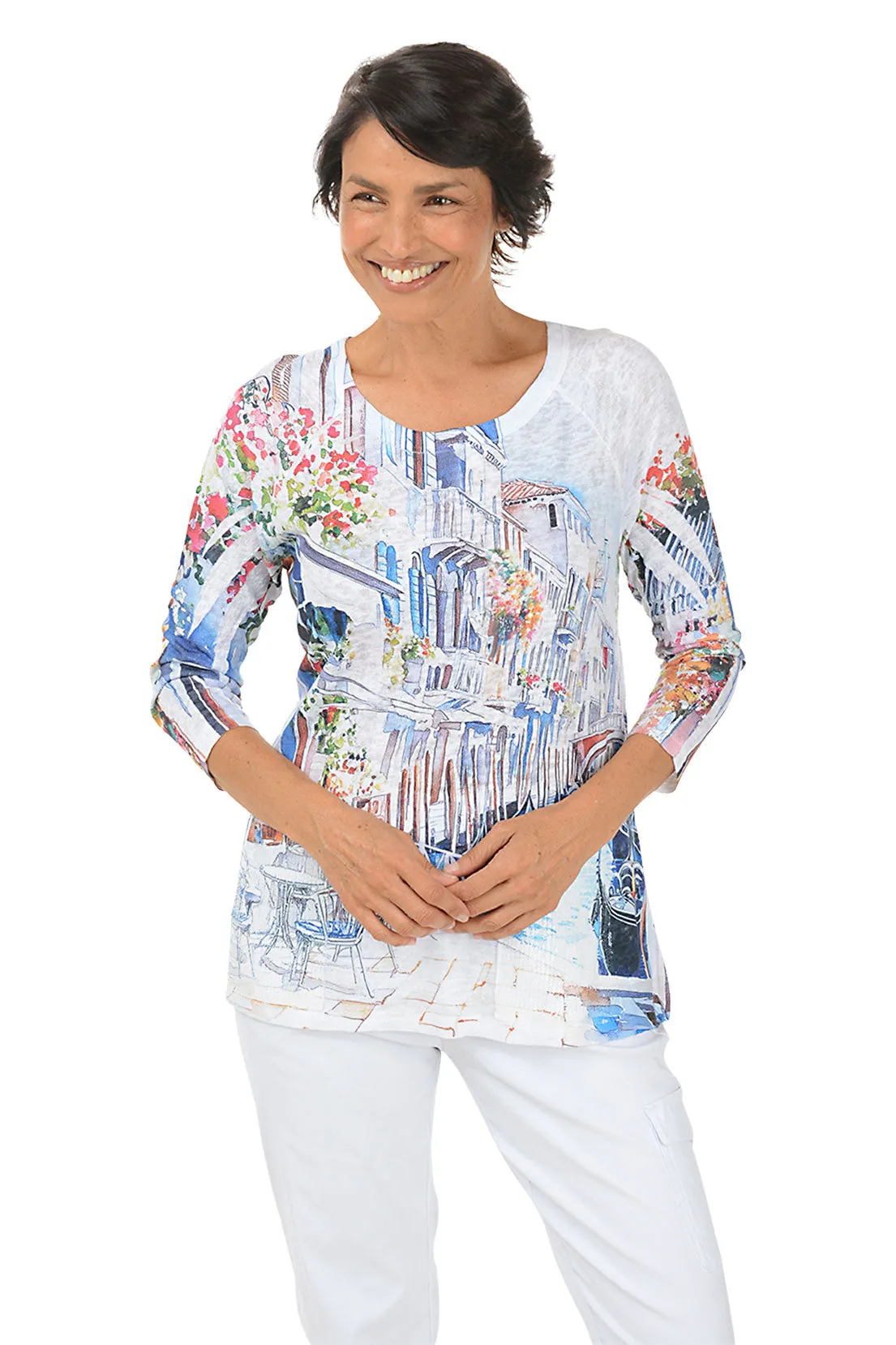 Fleece Pullover BuiltInLayer Venice Sequin Pocket Knit Top