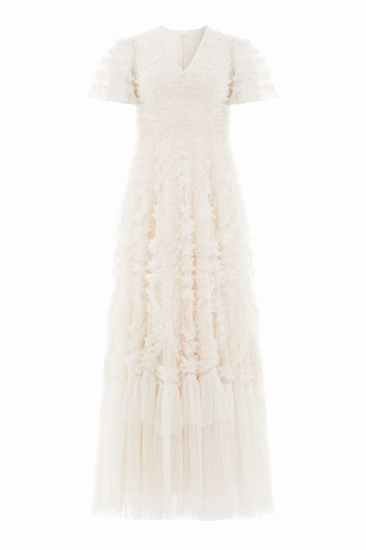 Verity Ruffle V-Neck Gown Minimalist Design