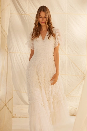 Trendy Layering Verity Ruffle V-Neck Gown