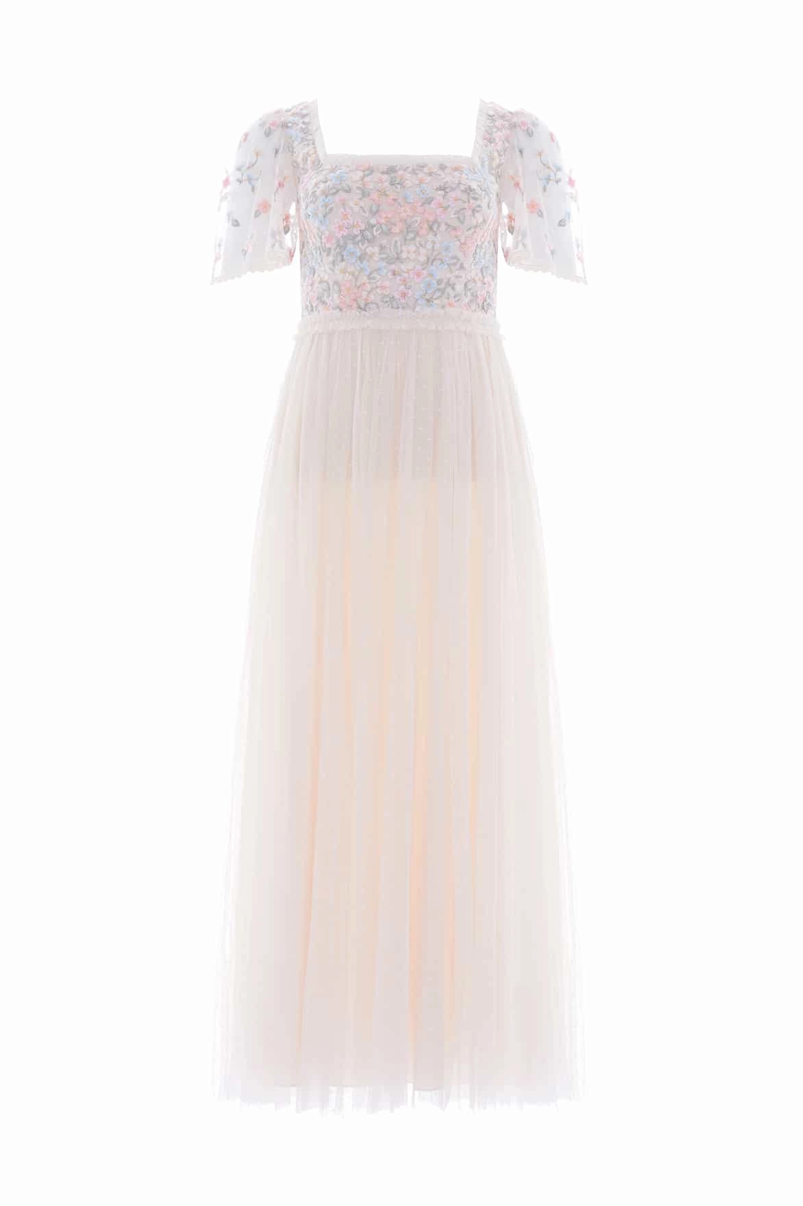 Dreamy Texture Versailles Ditsy Bodice Ankle Gown