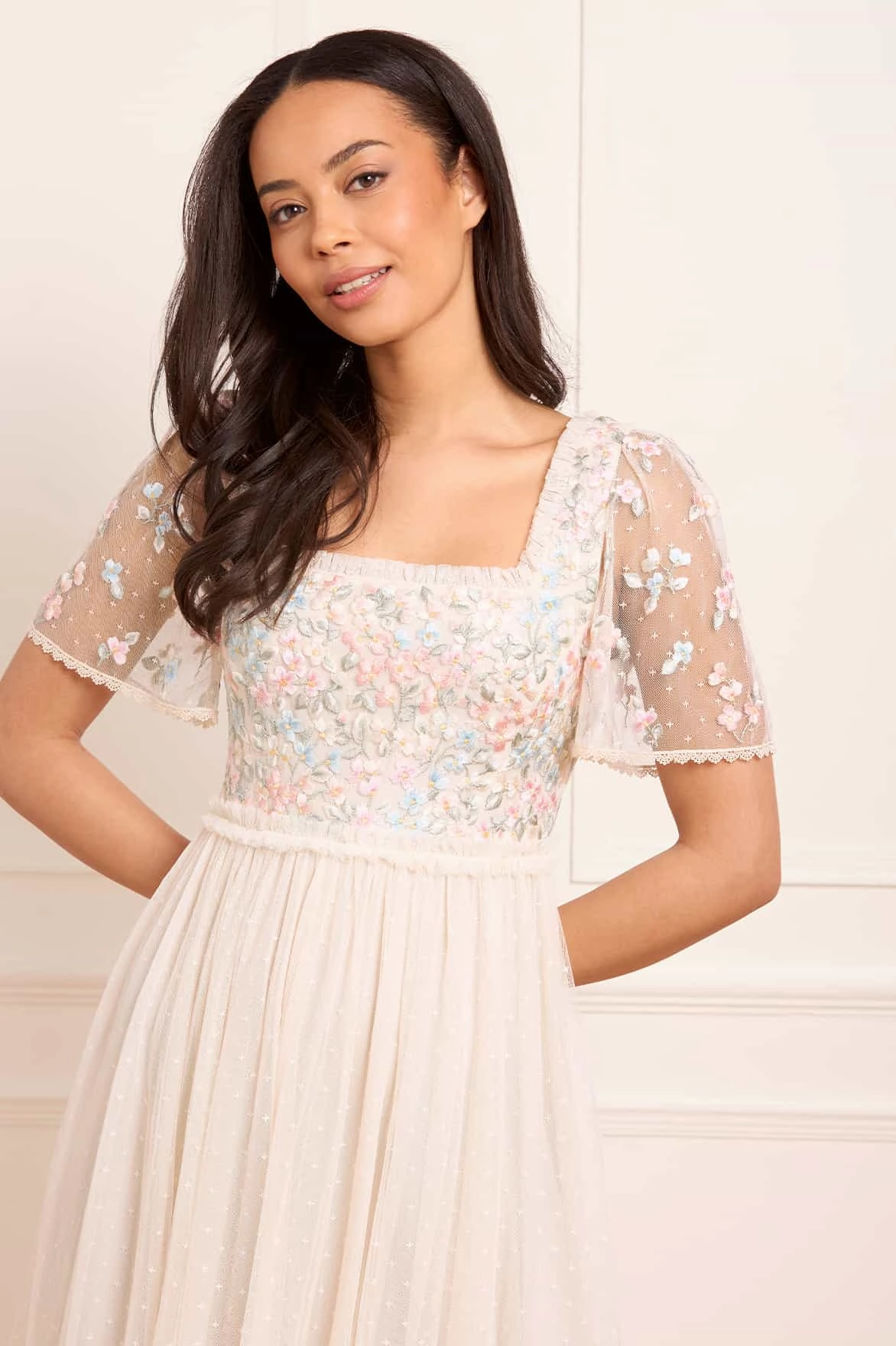 Versailles Ditsy Bodice Ankle Gown Texture Rich